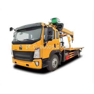 SINOTRUK HOWO 4X2 8 TONS TONS TRAY WRECKER CURCIMENTO COM 5TONS CRANE